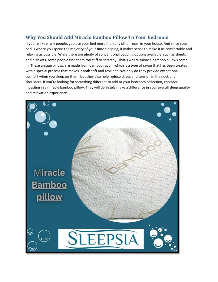 why you should add miracle bamboo pillow to your