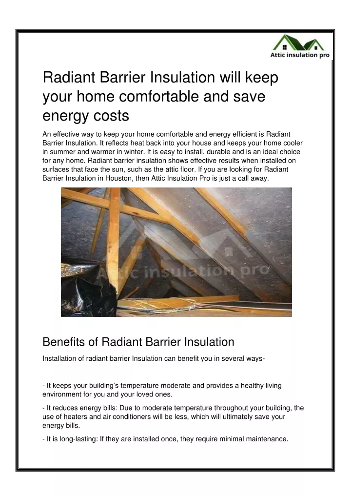 PPT - Radiant Barrier Insulation will keep your home comfortable and ...