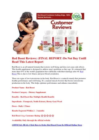 red boost reviews final report do not buy untill