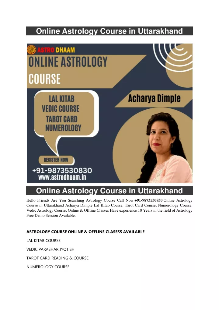 online astrology course in uttarakhand