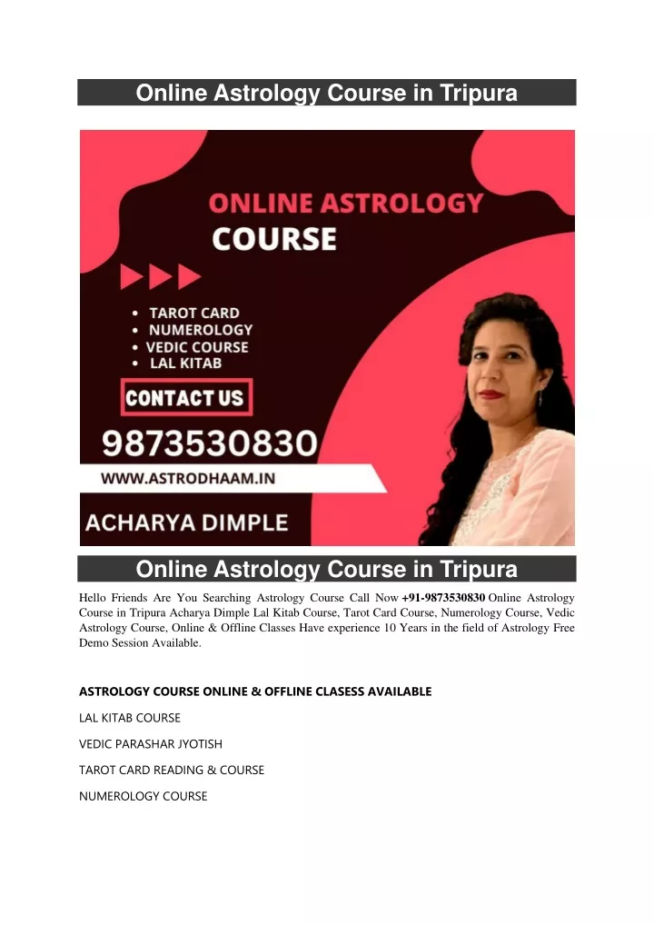 online astrology course in tripura