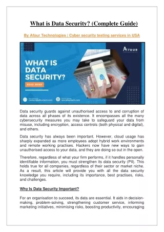 What is Data Security - Afour Technologies