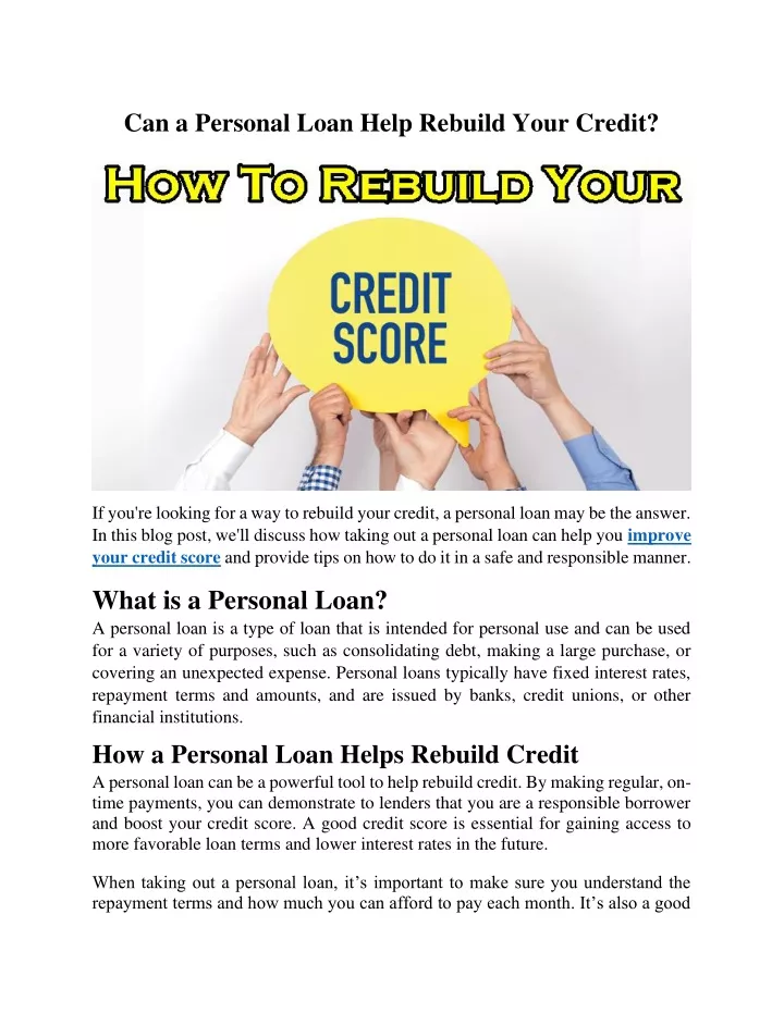 can a personal loan help rebuild your credit