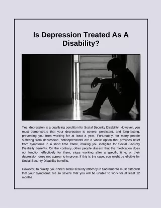 Is Depression Treated As A Disability?