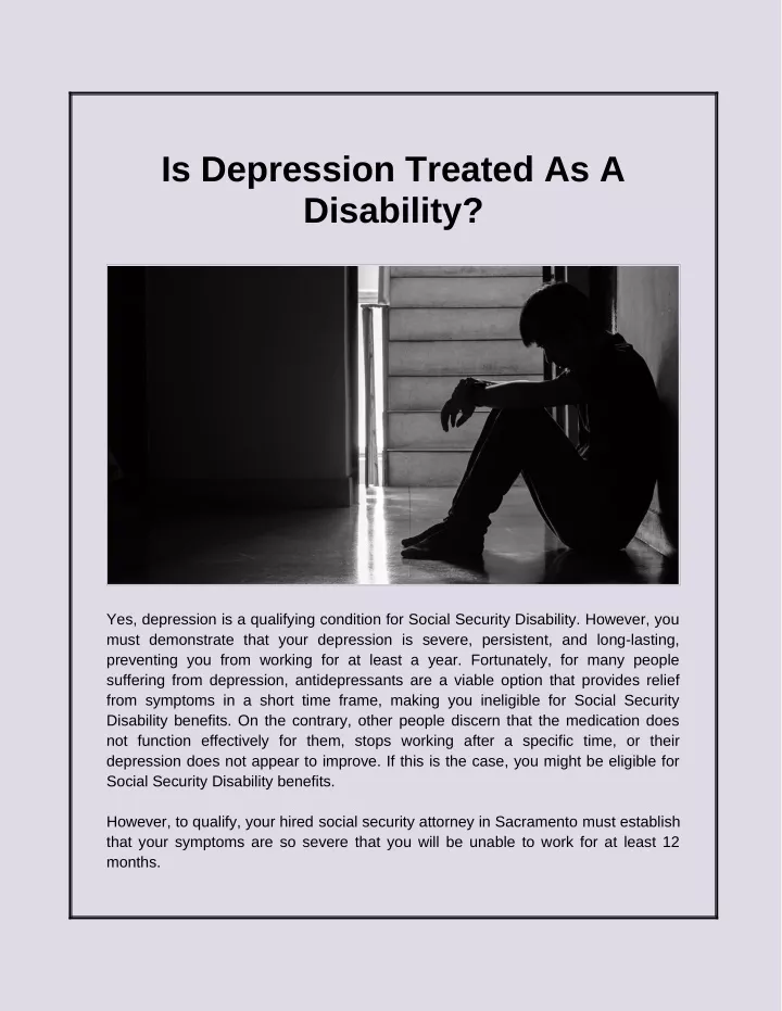 is depression treated as a disability