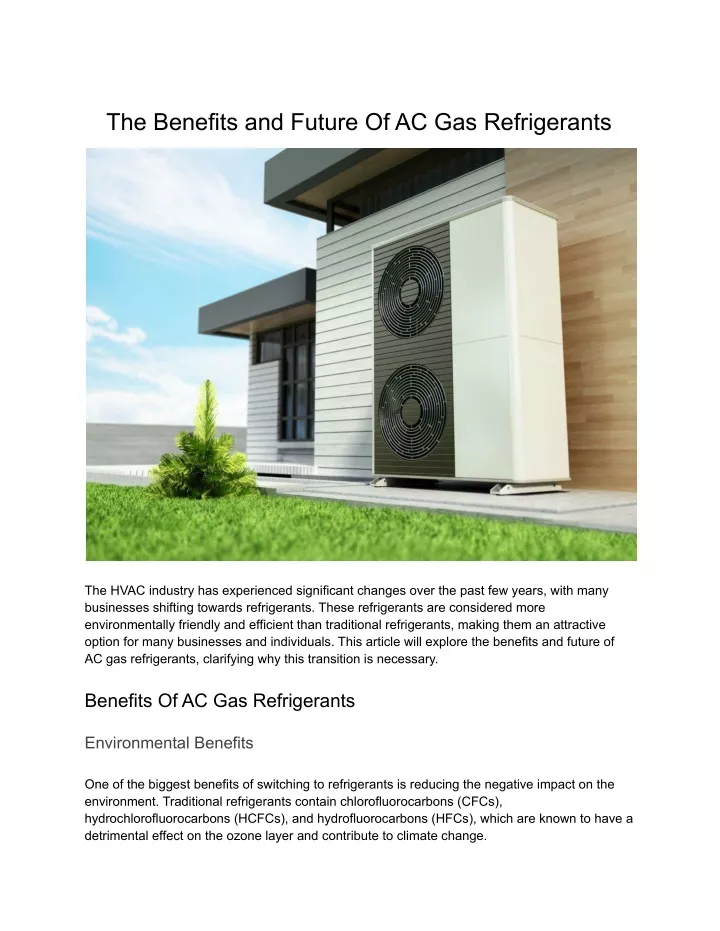 the benefits and future of ac gas refrigerants