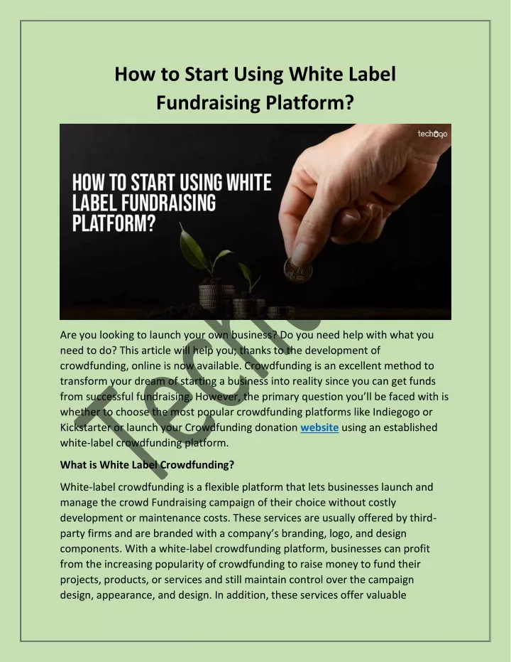 how to start using white label fundraising