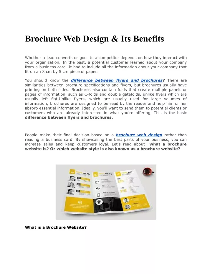 brochure web design its benefits