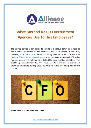 What Method Do CFO Recruitment Agencies Use To Hire Employees