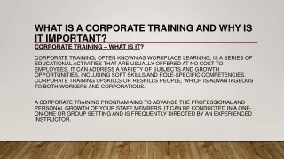 What is a corporate training and why is 1-2