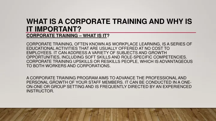 what is a corporate training