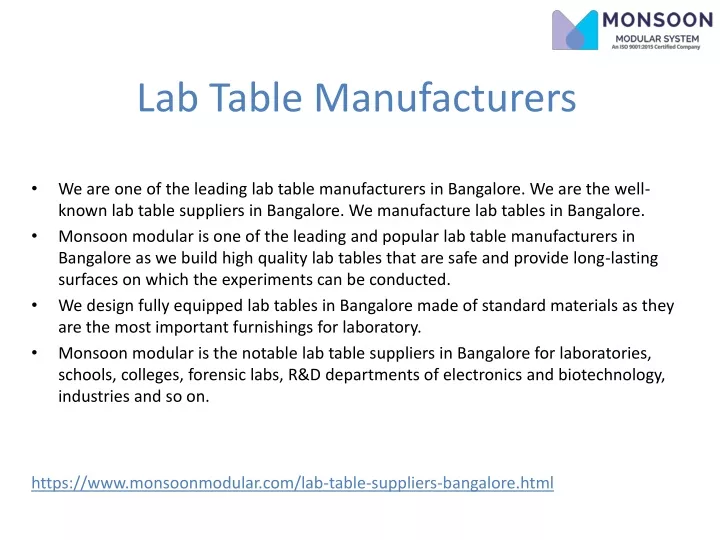lab table manufacturers
