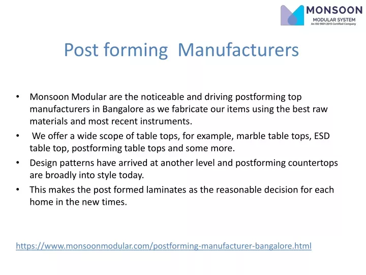 post forming manufacturers