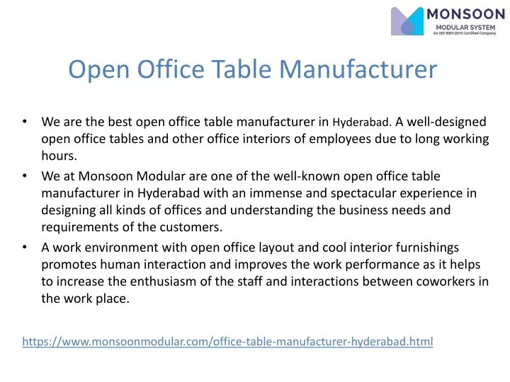open office table manufacturer
