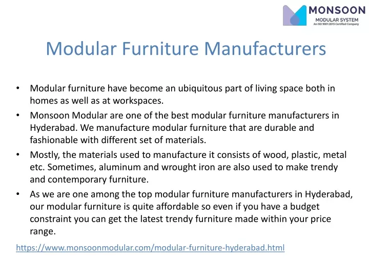 modular furniture manufacturers