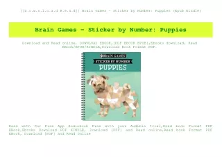 [[D.o.w.n.l.o.a.d R.e.a.d]] Brain Games - Sticker by Number Puppies (Epub Kindle)