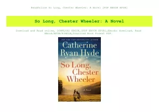 ReadOnline So Long  Chester Wheeler A Novel [PDF EBOOK EPUB]