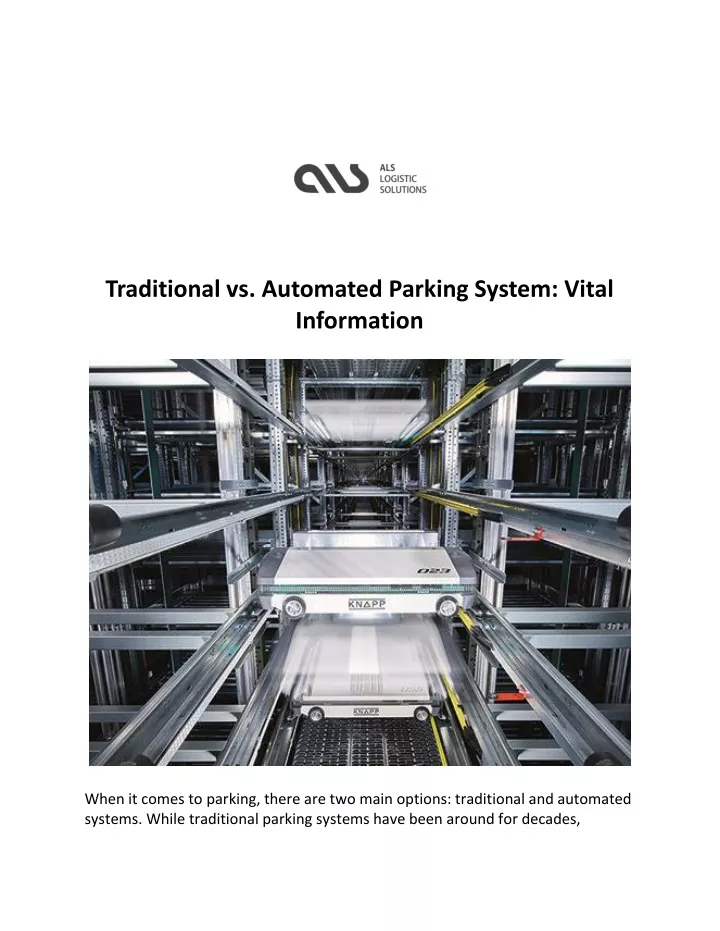 traditional vs automated parking system vital