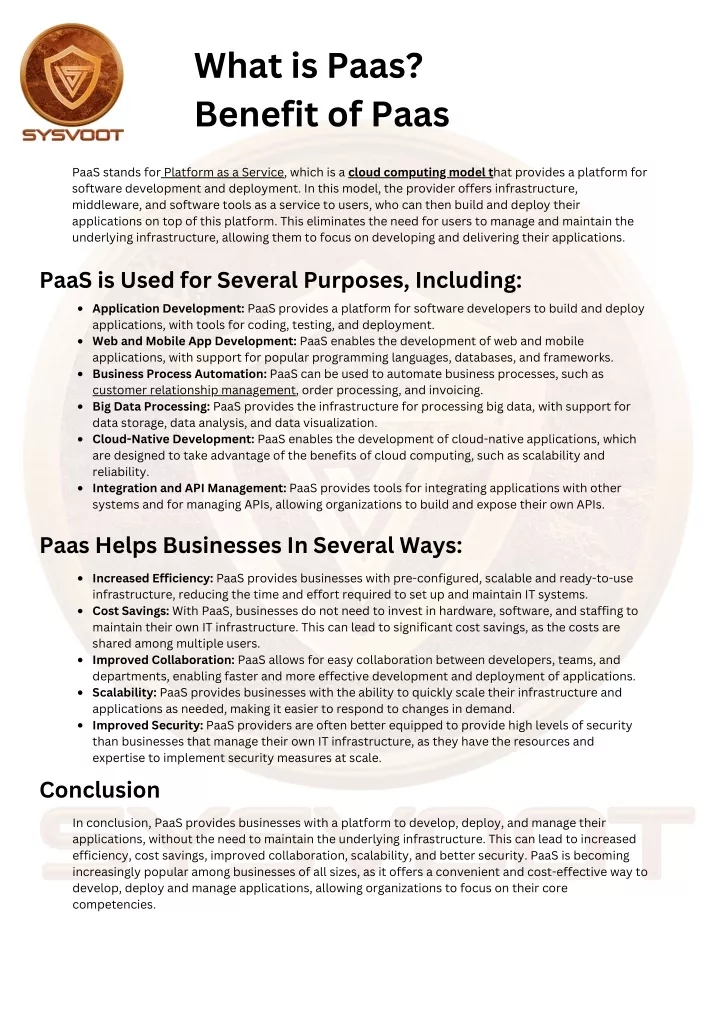what is paas benefit of paas
