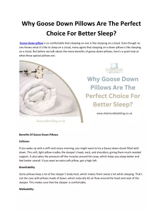 Why Goose Down Pillows Are The Perfect Choice For Better Sleep?