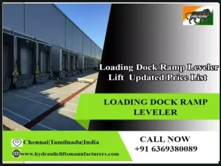 Loading Dock Leveler-Chennai,Tamil Nadu,India,Coimbatore,Tirupati,Nellore,Trichy,Salem,Madurai,Bangalore,Karnataka,Erode