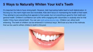 5 Ways to Naturally Whiten Your kid's Teeth