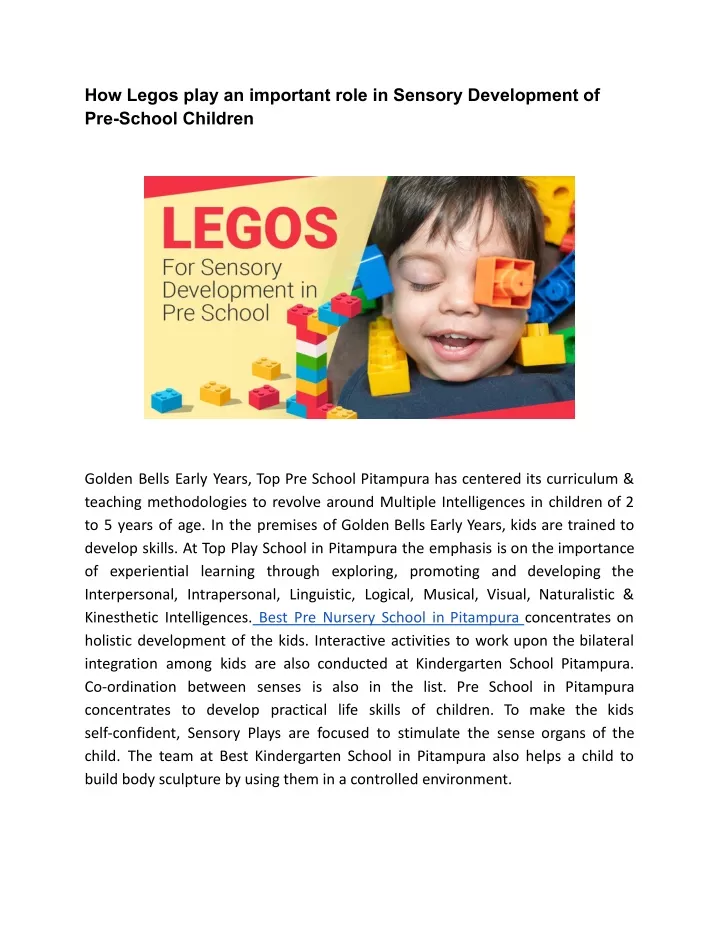 how legos play an important role in sensory