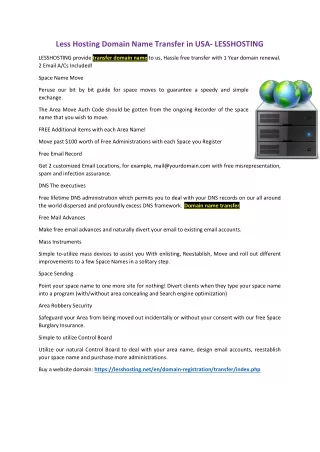 less hosting domain name transfer