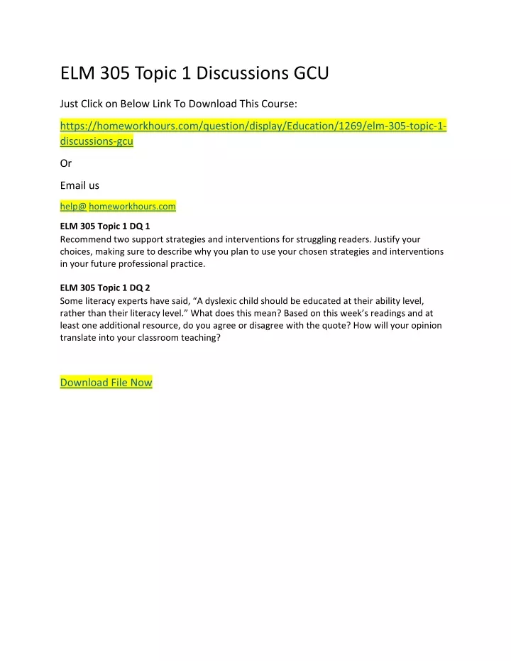 elm 305 topic 1 discussions gcu