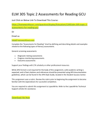 elm 305 topic 2 assessments for reading gcu
