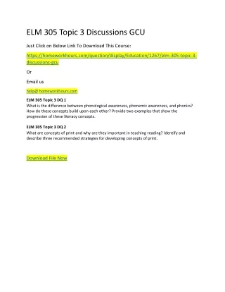 elm 305 topic 3 discussions gcu