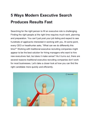 5 Ways Modern Executive Search Produces Results Fast
