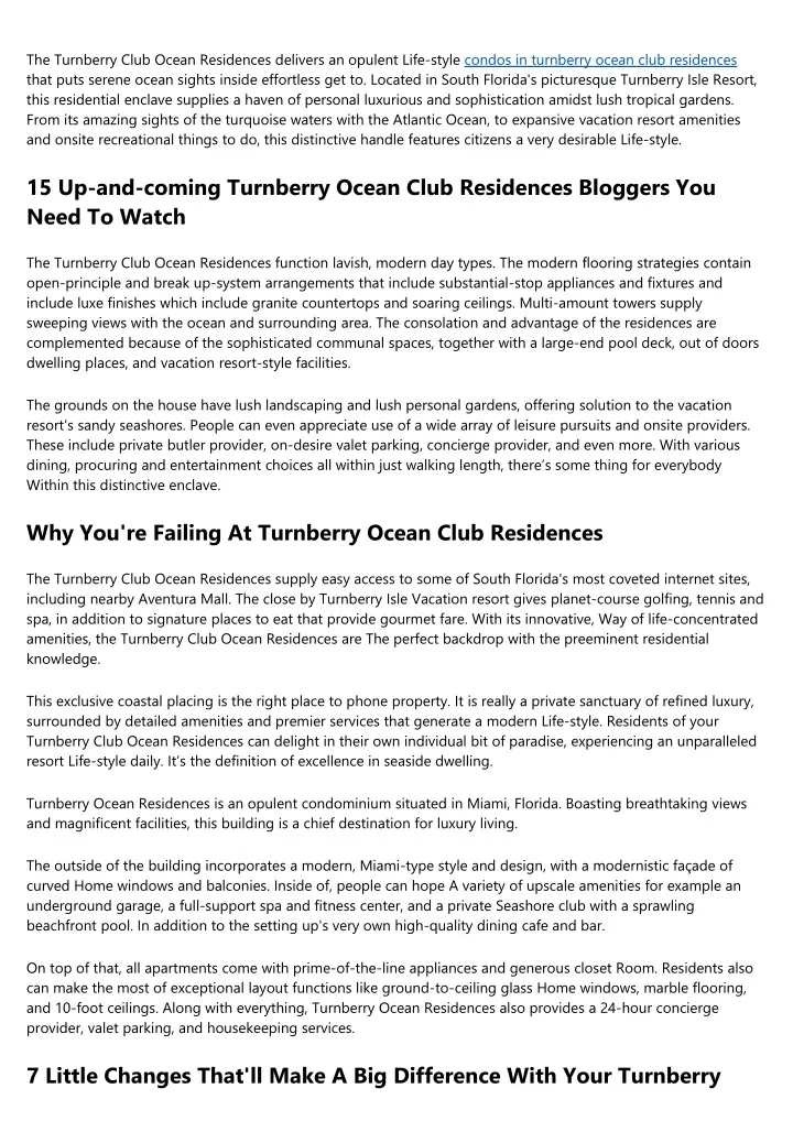 the turnberry club ocean residences delivers