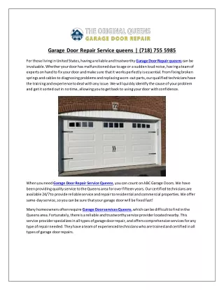 Garage Door services Queens | (718) 755 5985