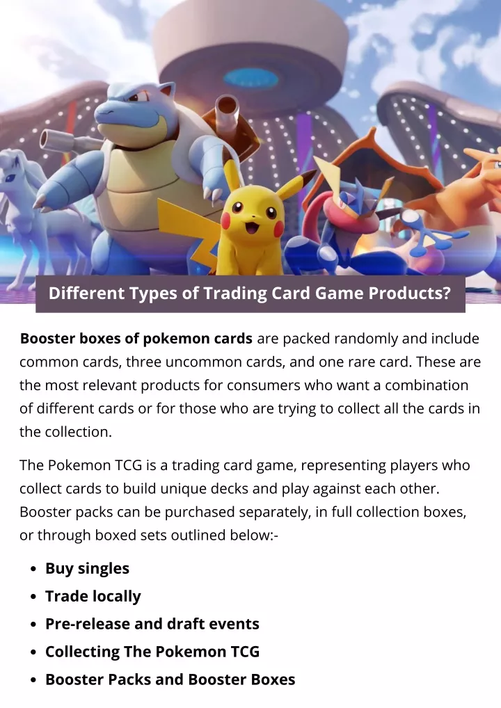 different types of trading card game products