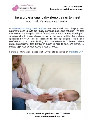 Hire a professional baby sleep trainer to meet your baby’s sleeping needs
