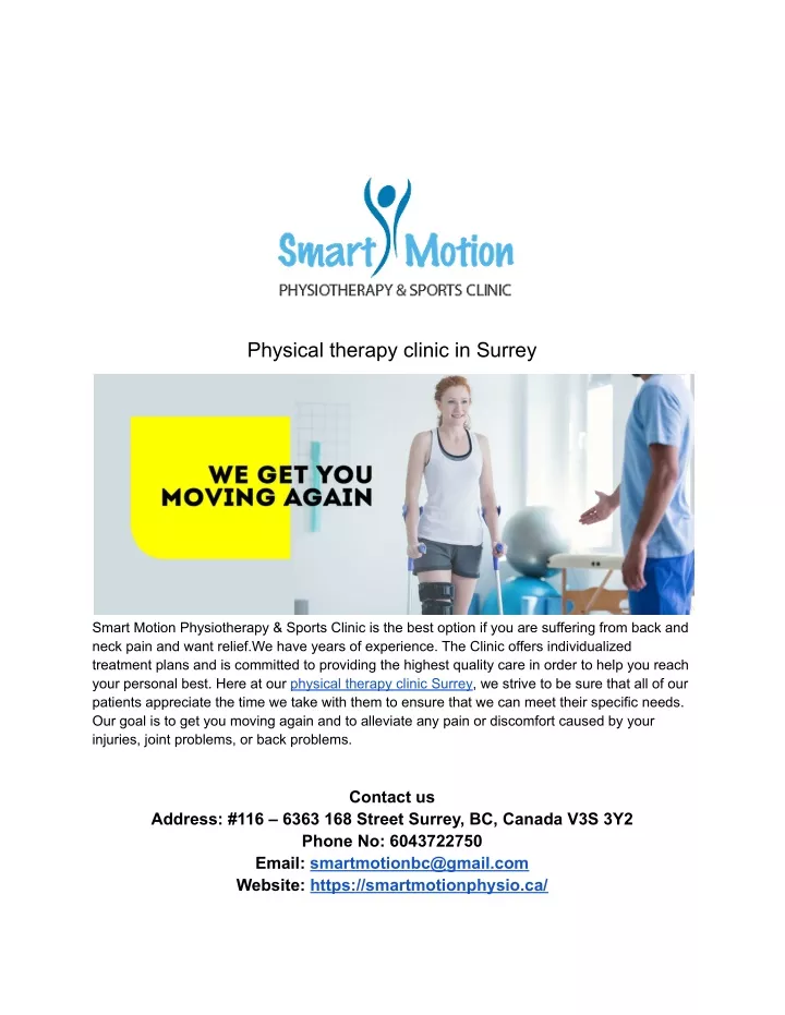 physical therapy clinic in surrey