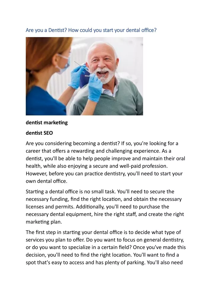 are you a dentist how could you start your dental