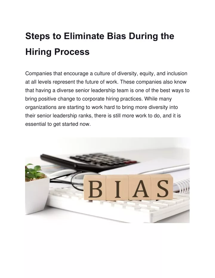 steps to eliminate bias during the