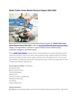 global textile tester market research report 2022