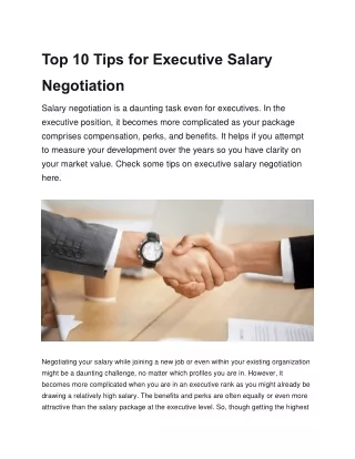 Top 10 Tips for Executive Salary Negotiation
