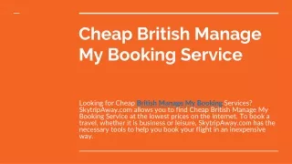 Cheap British Manage My Booking Service