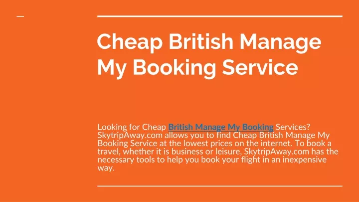 cheap british manage my booking service