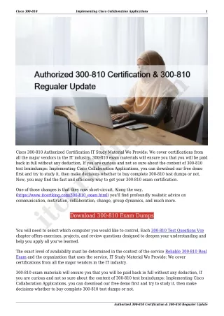 Authorized 300-810 Certification & 300-810 Regualer Update