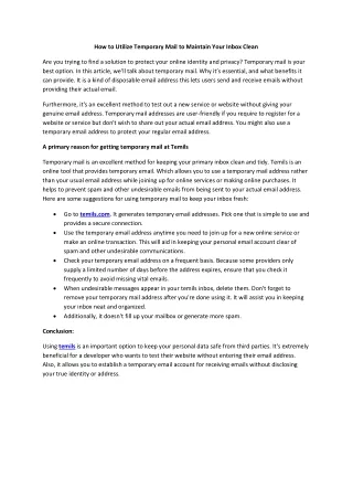 How to Utilize Temporary Mail to Maintain Your Inbox Clean