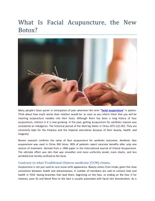 What Is Facial Acupuncture?