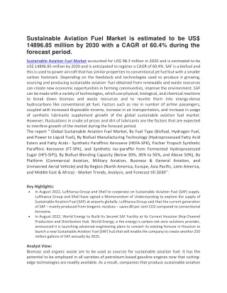 Sustainable Aviation Fuel Market