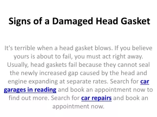 signs of a damaged head gasket