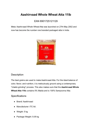 aashirvaad whole wheat atta 11lb