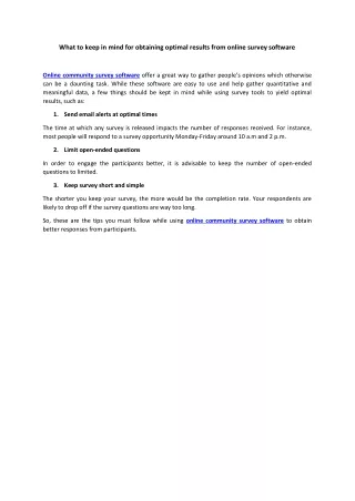 What to keep in mind for obtaining optimal results from online survey software